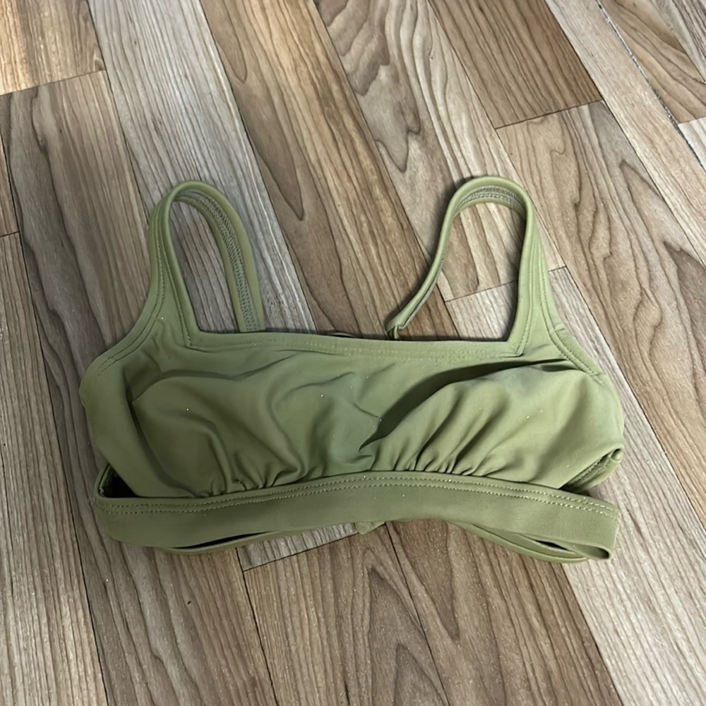 Bikini top glitter olive green S